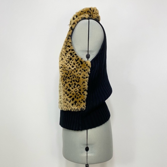 Cheetah Print Leopard Faux Fur Vest Sweater Heirloom Collectibles Medium Large - Picture 6 of 11